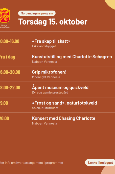 Lenke til artikkel: Torsdagens program