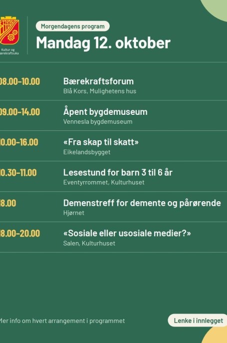 Lenke til artikkel: Mandagens arrangementer