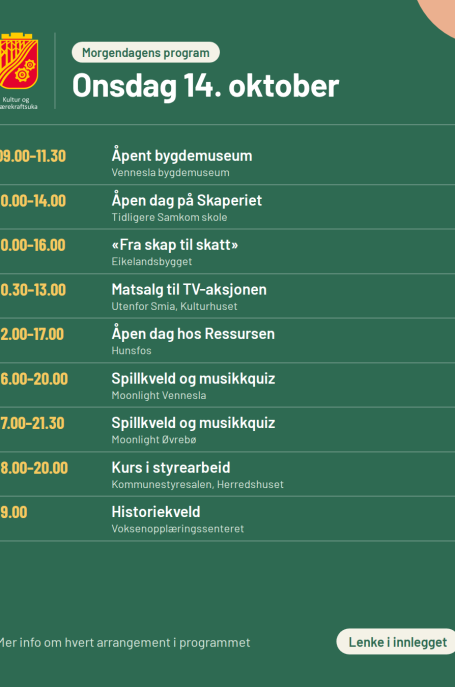 Lenke til artikkel: Onsdagens program