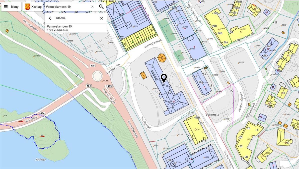 Bilde av et eksempel på et kartutsnitt man finner i den digitale kartløsningen - Klikk for stort bilde